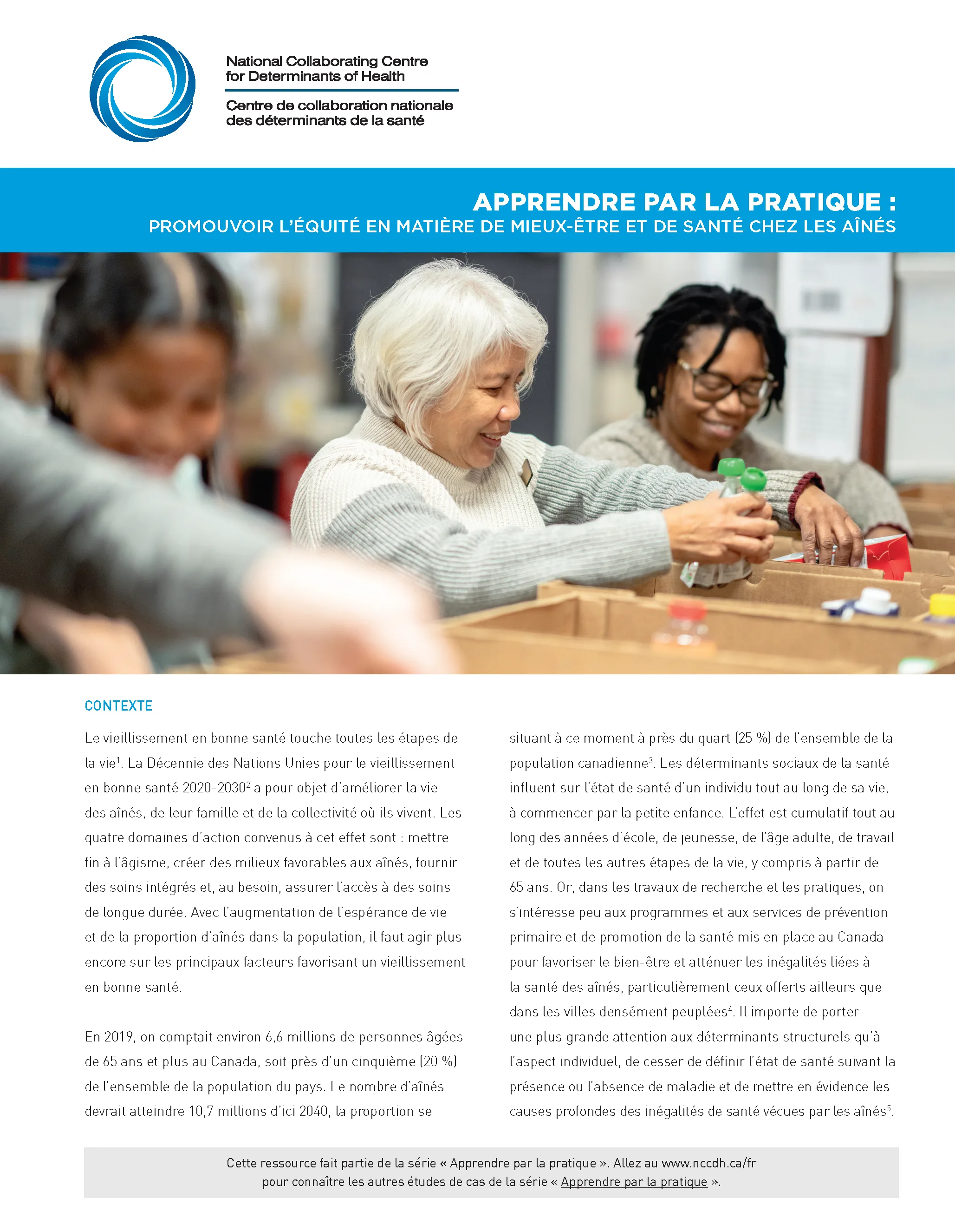 Apprendre par la pratique&nbsp;: Promotion de l’équité en matière de bien-être et de santé chez les aînés