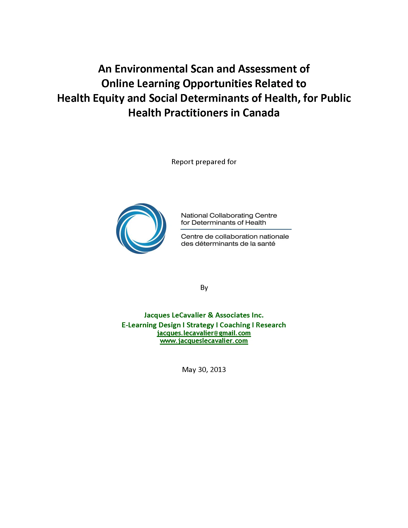 An environmental scan and assessment of online learning opportunities