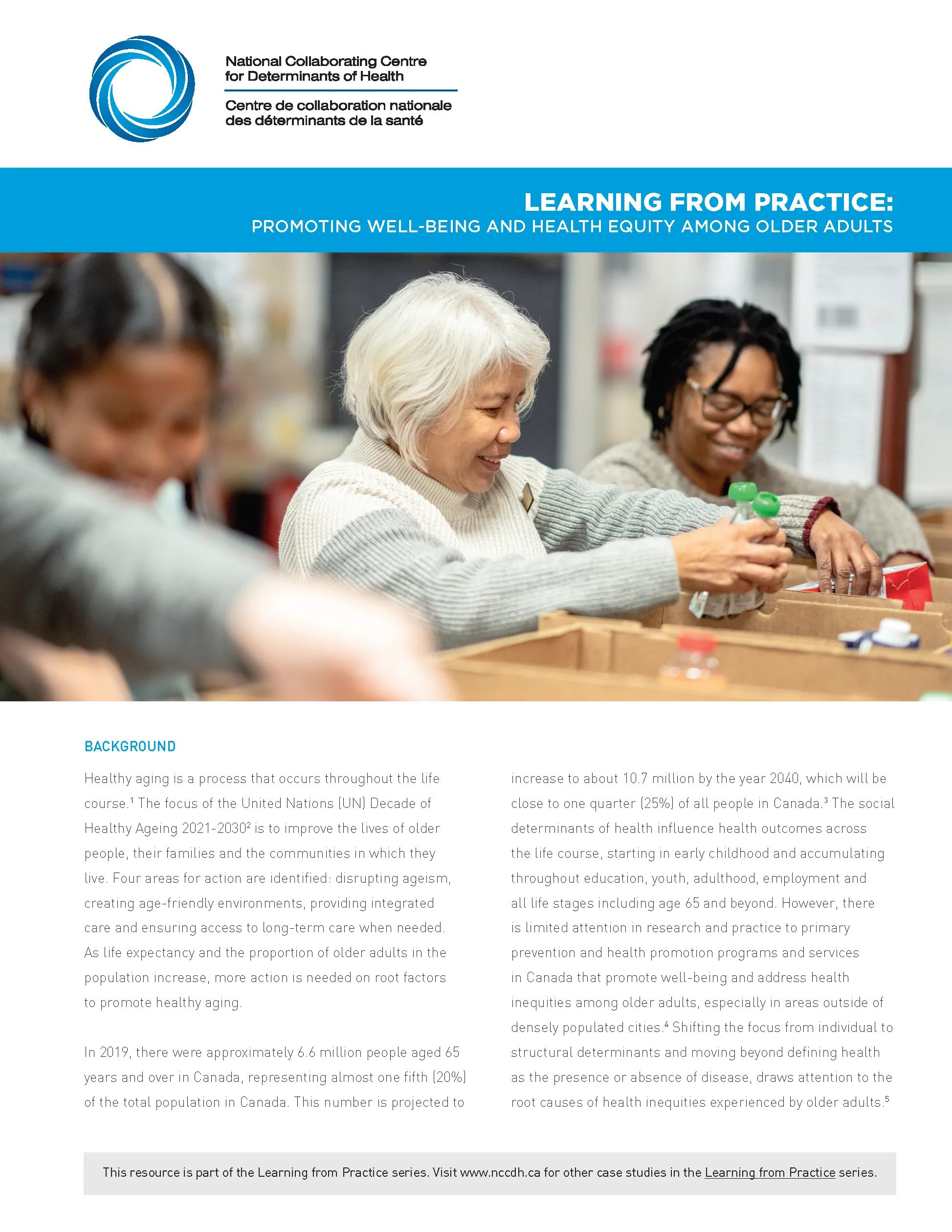 Learning from Practice: Promoting wellbeing and health equity among older adults