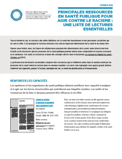 Principales ressources en santé publique pour agir contre le racisme : Une liste de lectures essentielles