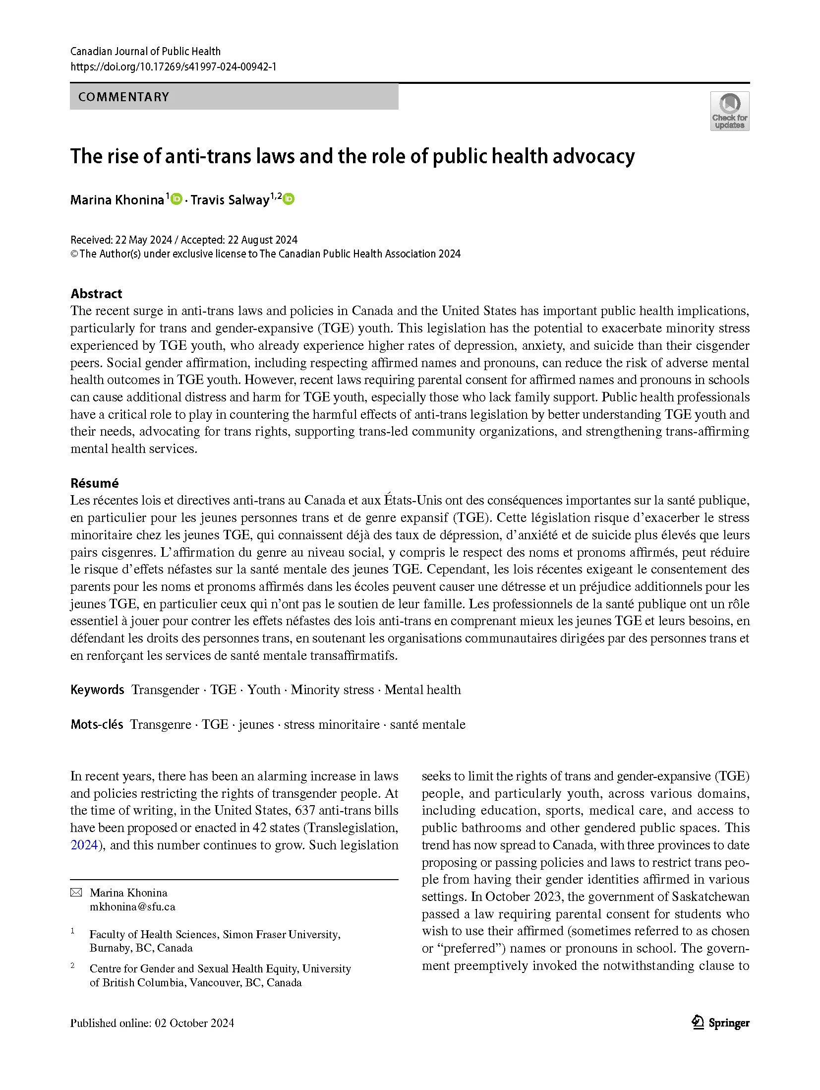 The rise of anti-trans laws and the role of public health advocacy